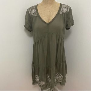 Knox Rose Embroidered Olive Green Boho Dress